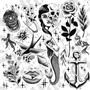 Blackwork tattoo solid zwart ontwerp, Tat2holics Den Haag
